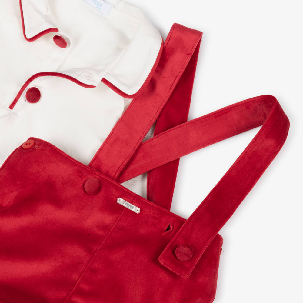 Foque-Red Velour Short Set | Childrensalon Outlet
