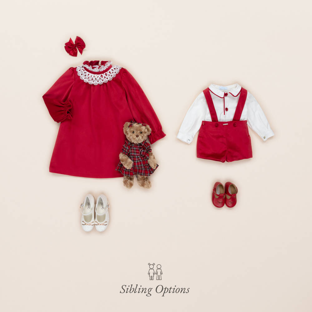 Foque-Red Velvet Lace Collar Dress | Childrensalon Outlet