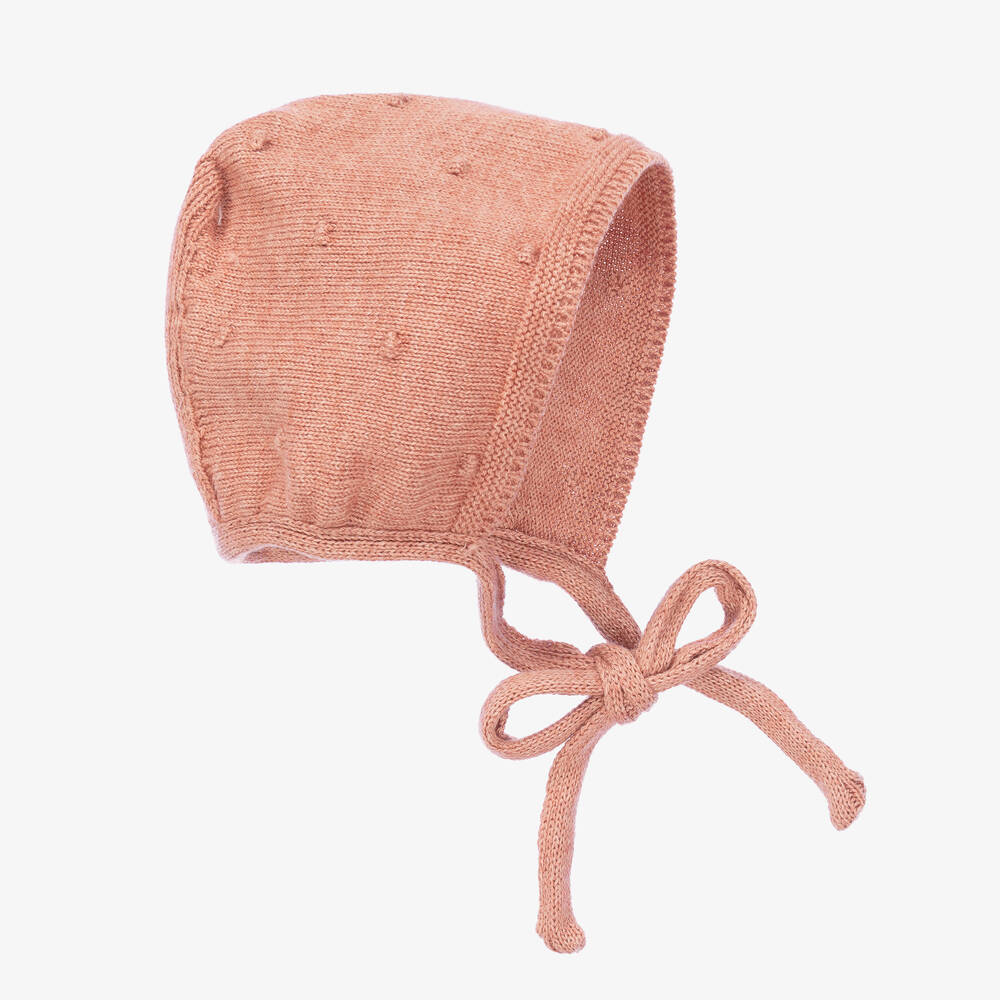 Foque - Terracotta Red Cotton & Wool Knit Bonnet | Childrensalon