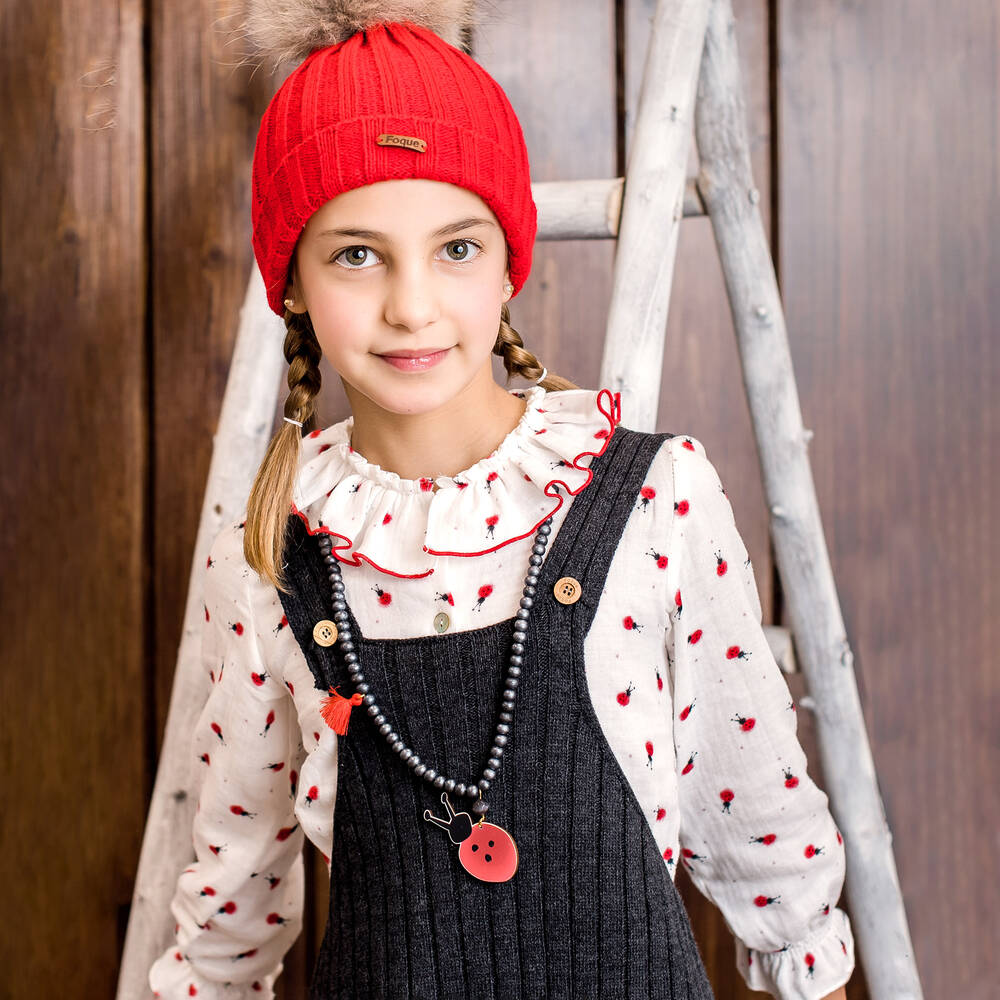 Foque-White Cotton Ladybird Blouse | Childrensalon Outlet