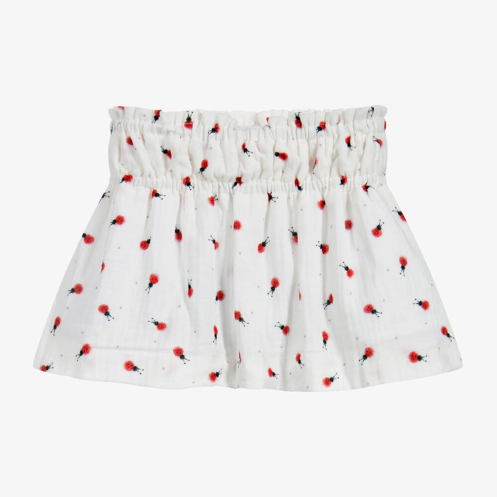 Foque-White Cotton Ladybird Skirt | Childrensalon Outlet