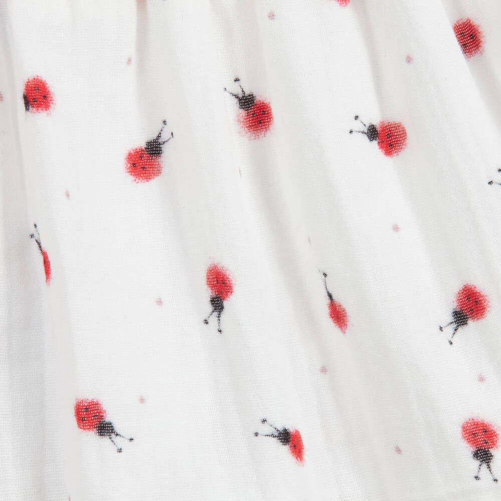 Foque-White Cotton Ladybird Skirt | Childrensalon Outlet