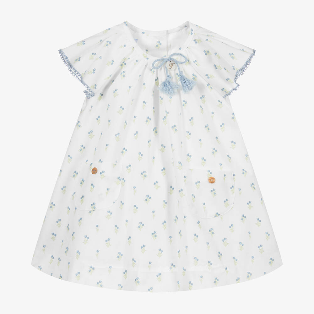Foque - White Organic Cotton Dress  | Childrensalon