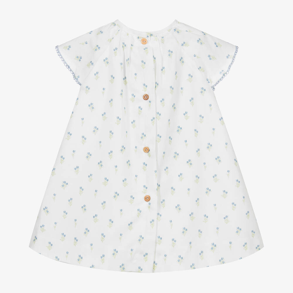 Foque-White Organic Cotton Dress  | Childrensalon Outlet