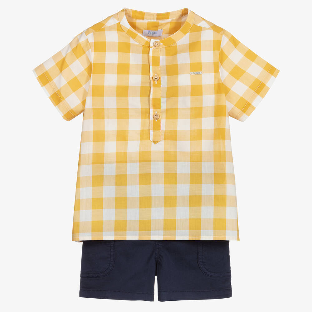 Foque-Yellow & Blue Shorts Set | Childrensalon Outlet