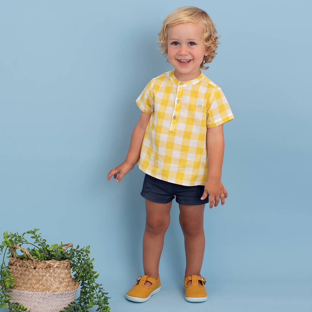 Foque-Yellow & Blue Shorts Set | Childrensalon Outlet