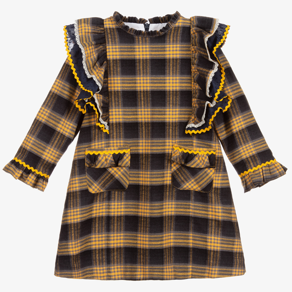 Foque - Yellow & Navy Blue Dress  | Childrensalon