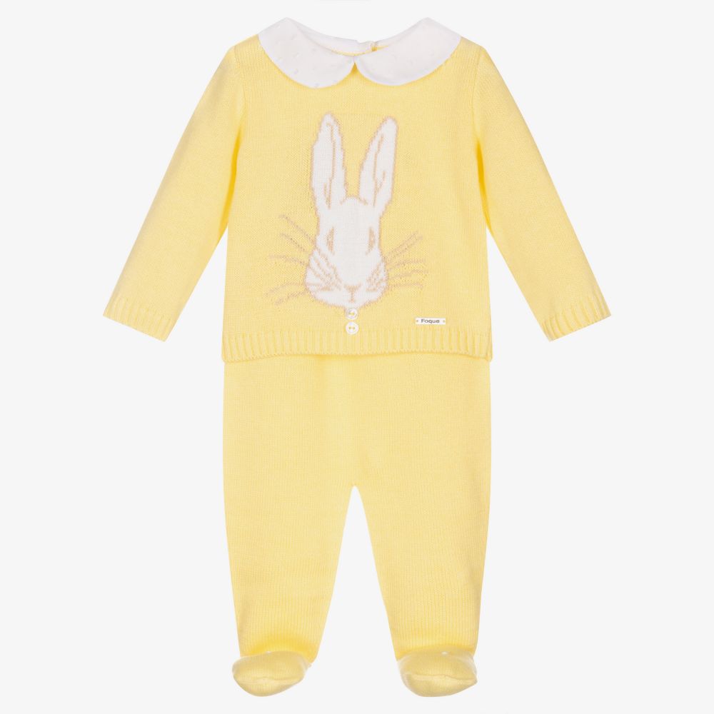 Foque - Yellow Rabbit Babygrow  | Childrensalon