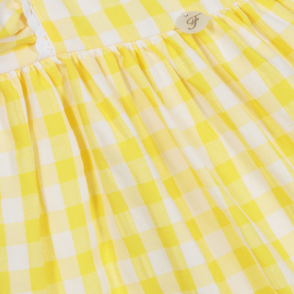 Foque-Yellow & White Checked Dress | Childrensalon Outlet