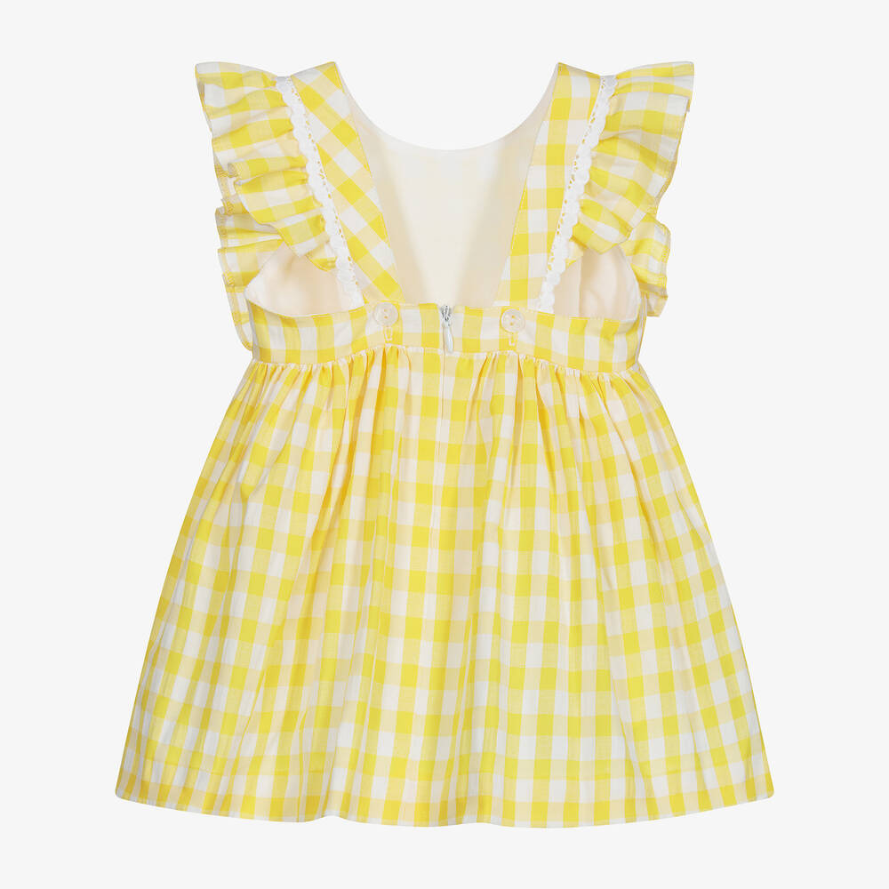 Foque-Yellow & White Checked Dress | Childrensalon Outlet