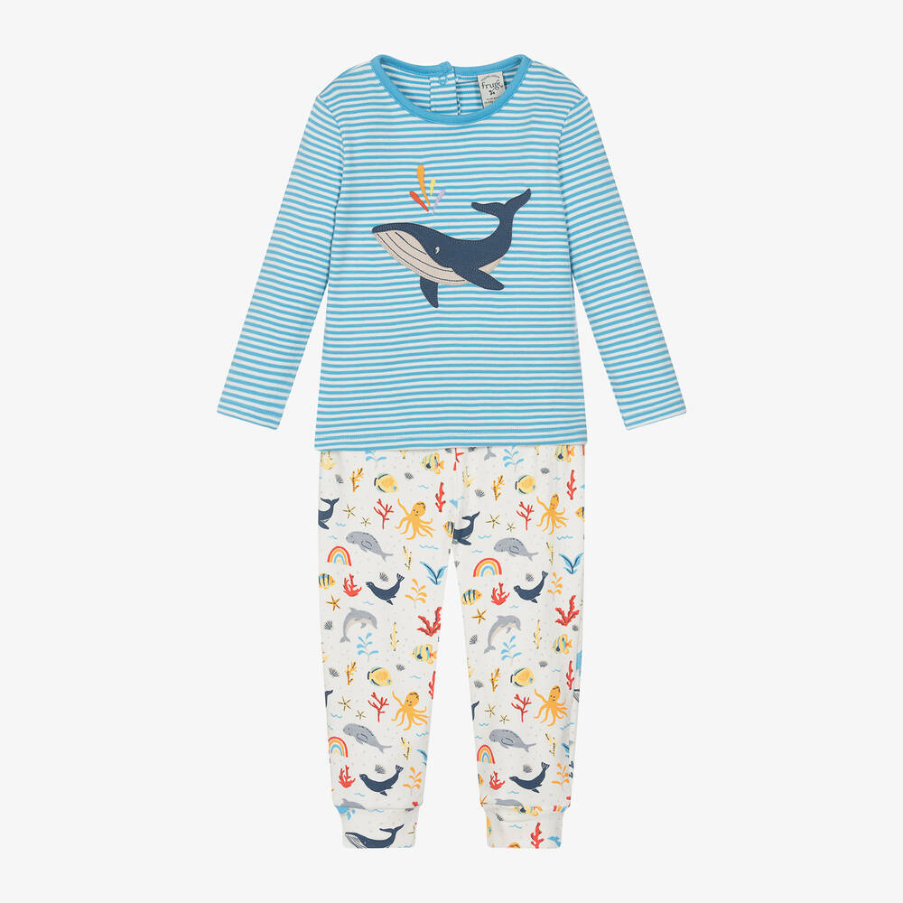 Frugi-Baby Boys Blue Organic Cotton Trouser Set | Childrensalon Outlet