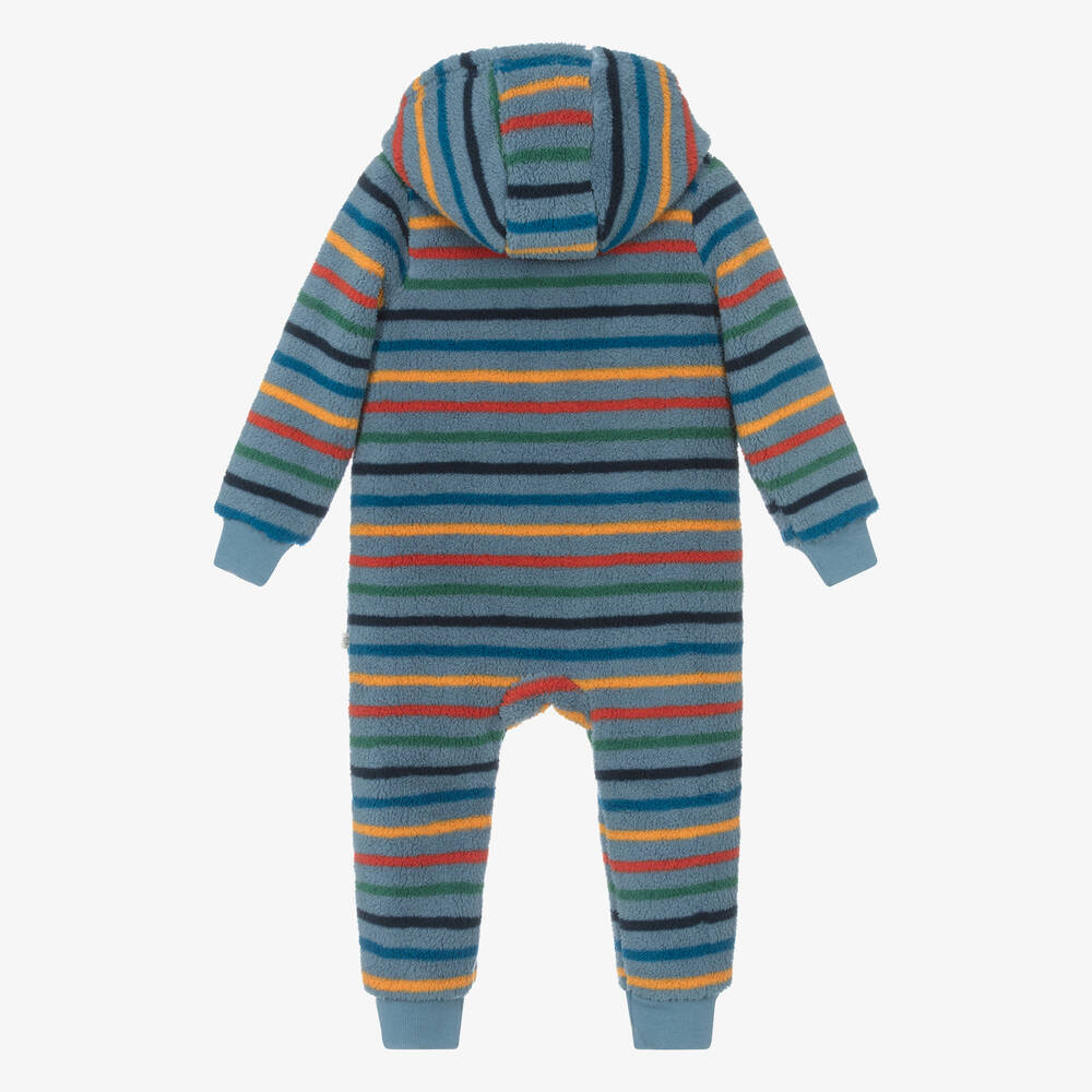 Frugi-Синий флисовый комбинезон в полоску | Childrensalon Outlet