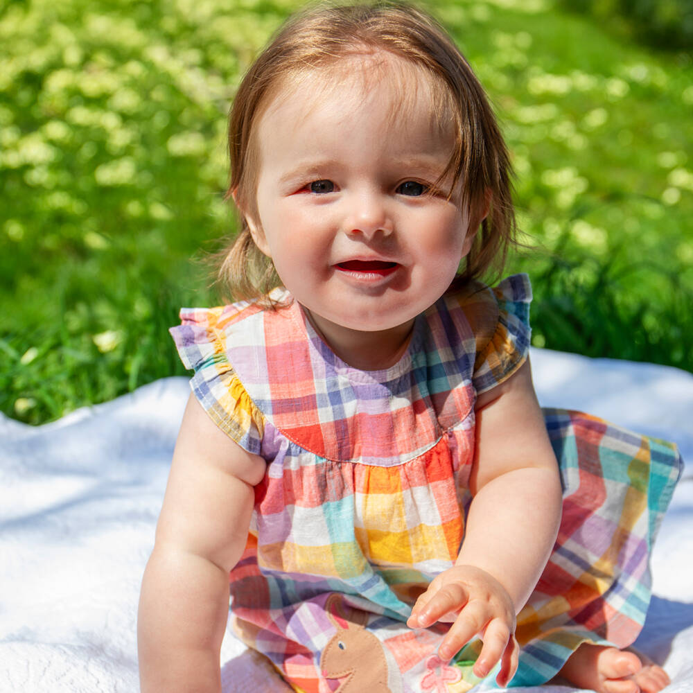 Frugi-Baby Girls Multicolour Check Cotton Dress | Childrensalon Outlet
