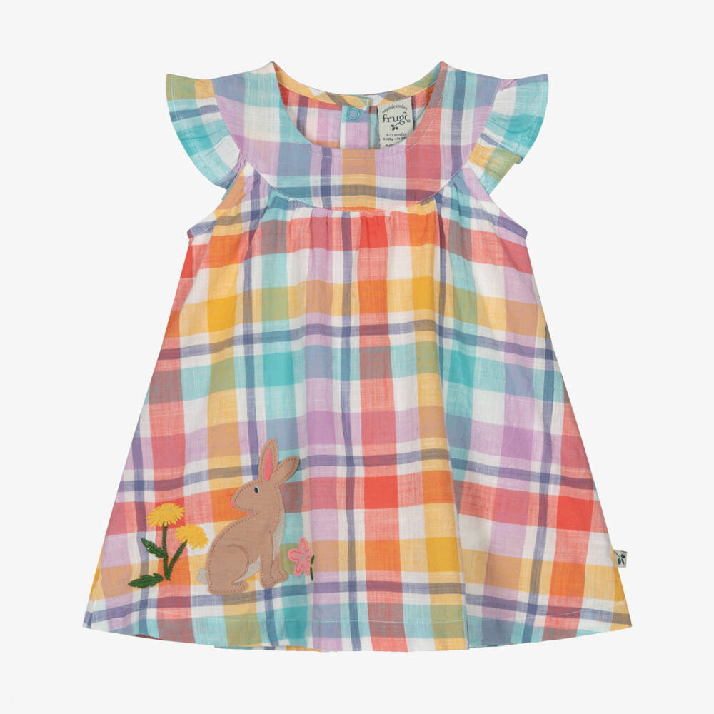 Frugi-Baby Girls Multicolour Check Cotton Dress | Childrensalon Outlet