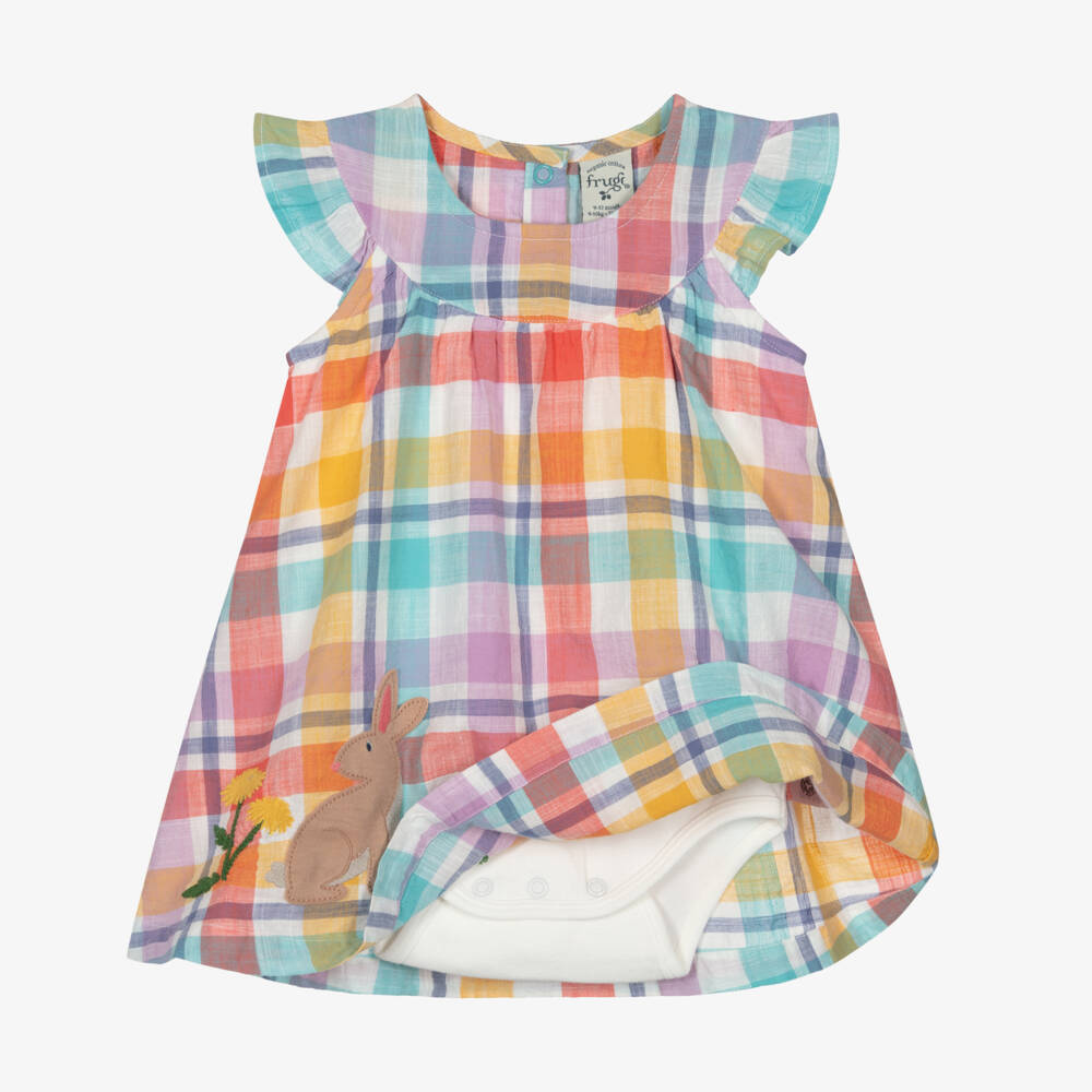 Frugi-Baby Girls Multicolour Check Cotton Dress | Childrensalon Outlet
