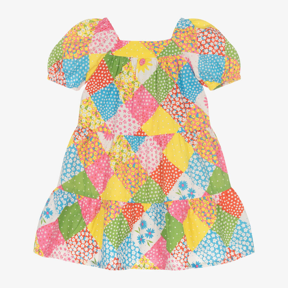 Frugi-Baby Girls Pink Cotton Patchwork Dress | Childrensalon Outlet