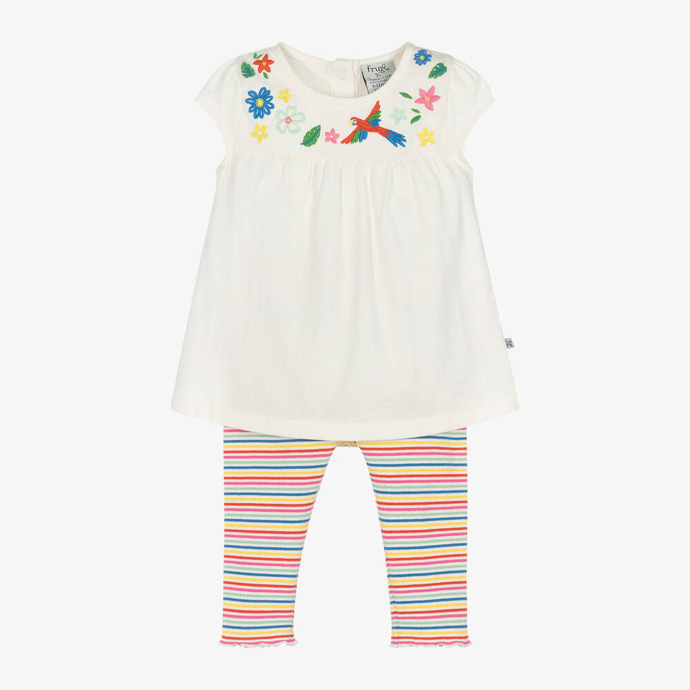Frugi Baby Girls Rainbow Stripe Leggings Set Childrensalon Outlet