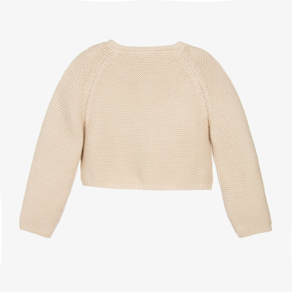 Frugi-Beige Knitted Cotton Baby Cardigan | Childrensalon Outlet