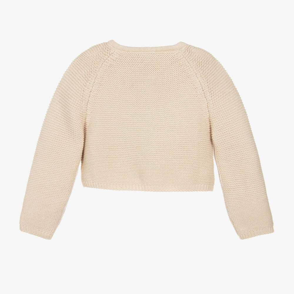 Frugi-Beige Knitted Cotton Baby Cardigan | Childrensalon Outlet