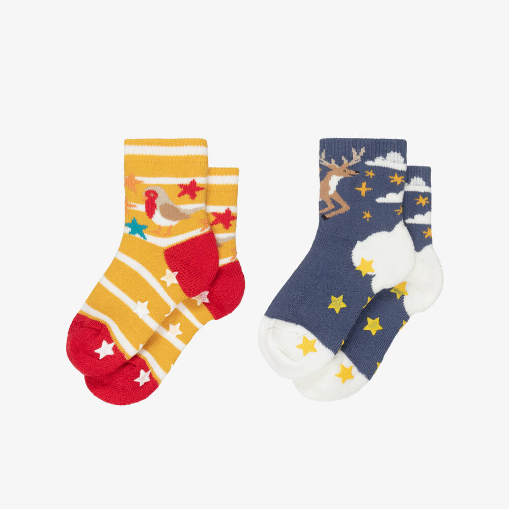 Frugi-Blue And Yellow Festive Sock | Childrensalon Outlet