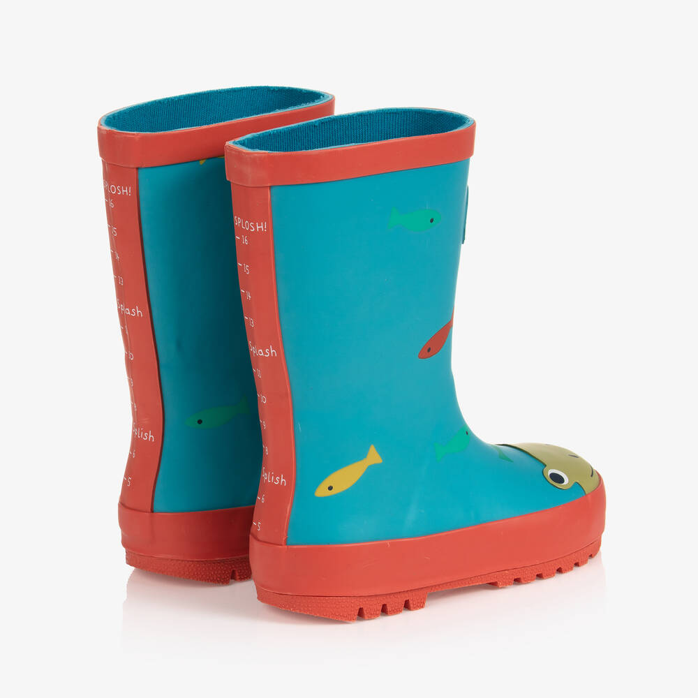 Orange and blue sales rain boots