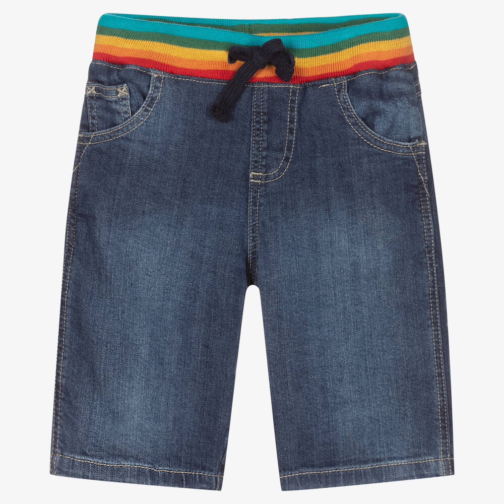 Frugi - Blue Organic Cotton Denim Shorts | Childrensalon