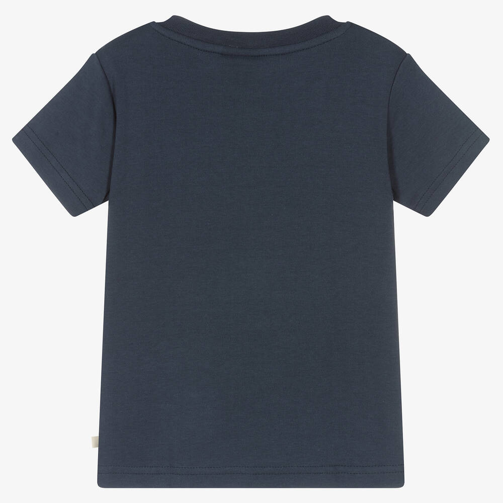 Frugi-Blue Organic Cotton Planet T-Shirt | Childrensalon Outlet