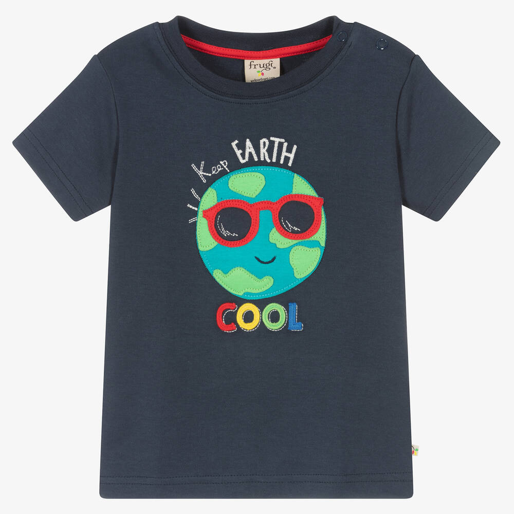 Frugi - Blaues Planet-Biobaumwoll-T-Shirt | Childrensalon