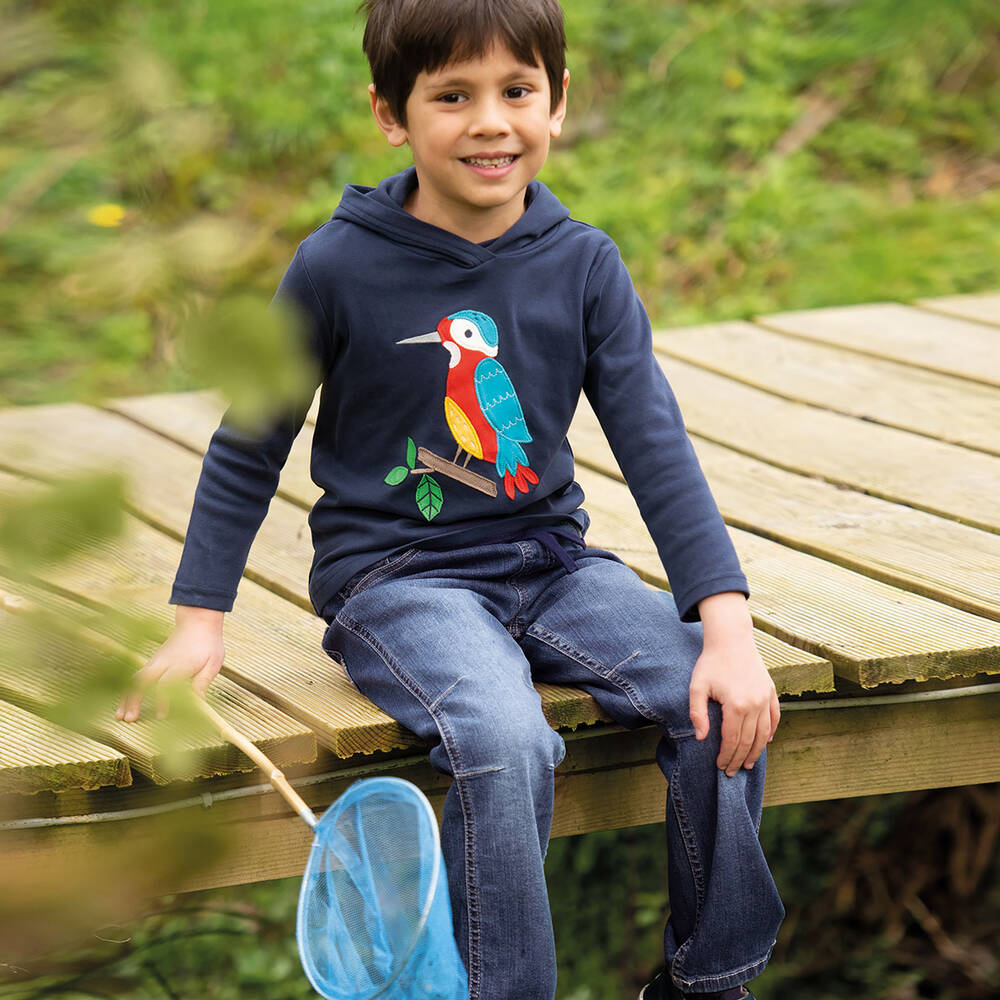 Frugi-Blue Organic Cotton Rainbow Waist Jeans | Childrensalon Outlet