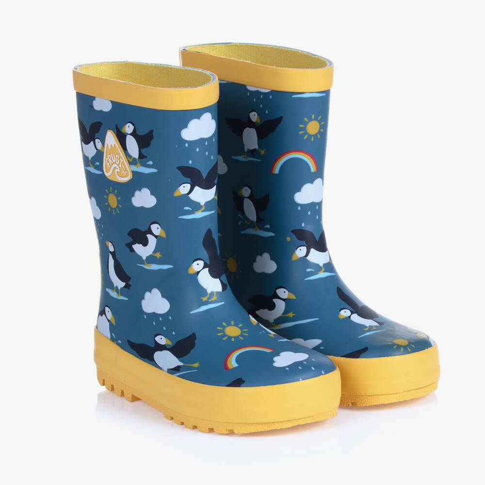 Frugi - Blue Puffin Rain Boots | Childrensalon