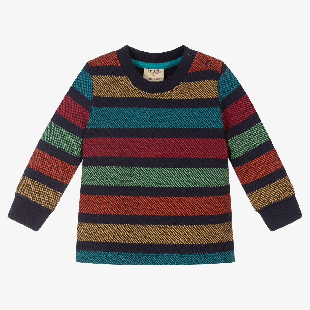 Frugi - Blue Striped Jacquard Top | Childrensalon