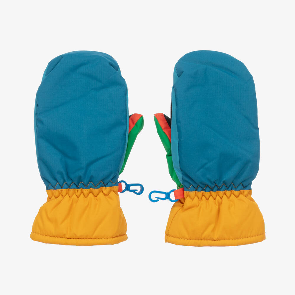 Frugi-Blue & Yellow Colourblock Snow Mittens | Childrensalon Outlet
