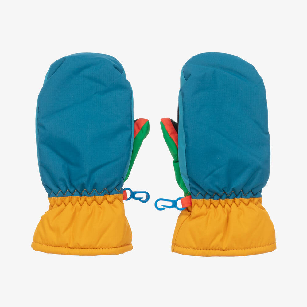 Frugi - Blue & Yellow Colourblock Snow Mittens | Childrensalon