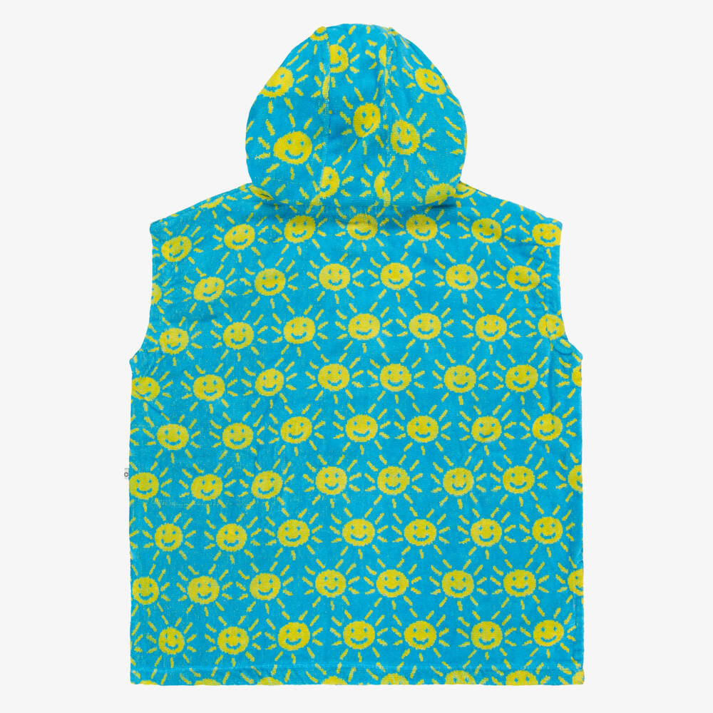 Frugi-Blue & Yellow Sun Print Cotton Poncho Towel | Childrensalon Outlet
