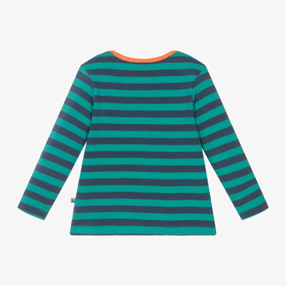 Frugi-Boys Aquamarine Striped Tiger Tee | Childrensalon Outlet