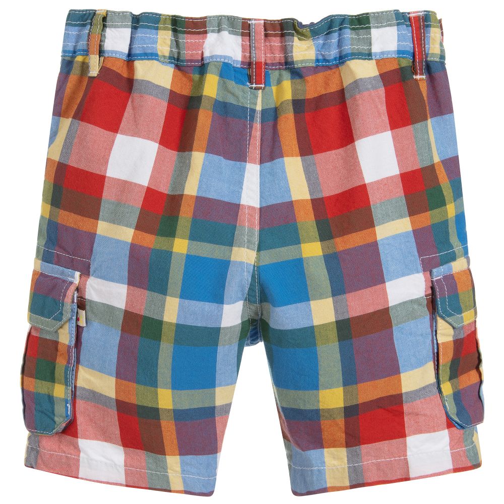 Frugi-Boys Blue Check Cotton Shorts | Childrensalon Outlet