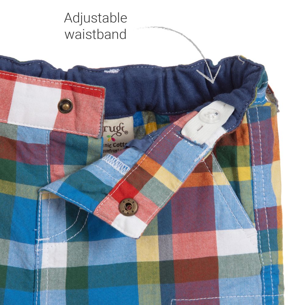 Frugi-Boys Blue Check Cotton Shorts | Childrensalon Outlet