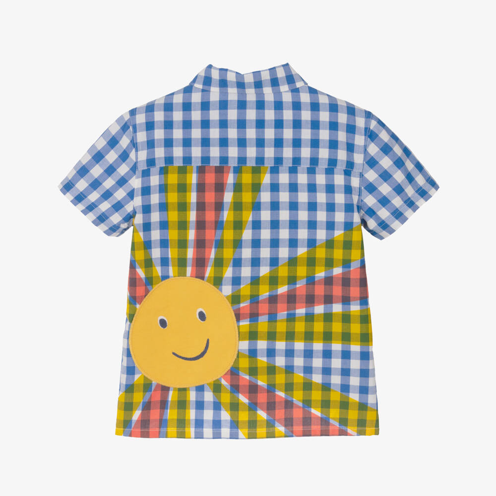 Frugi-Boys Blue Check Cotton Sunshine Shirt | Childrensalon Outlet