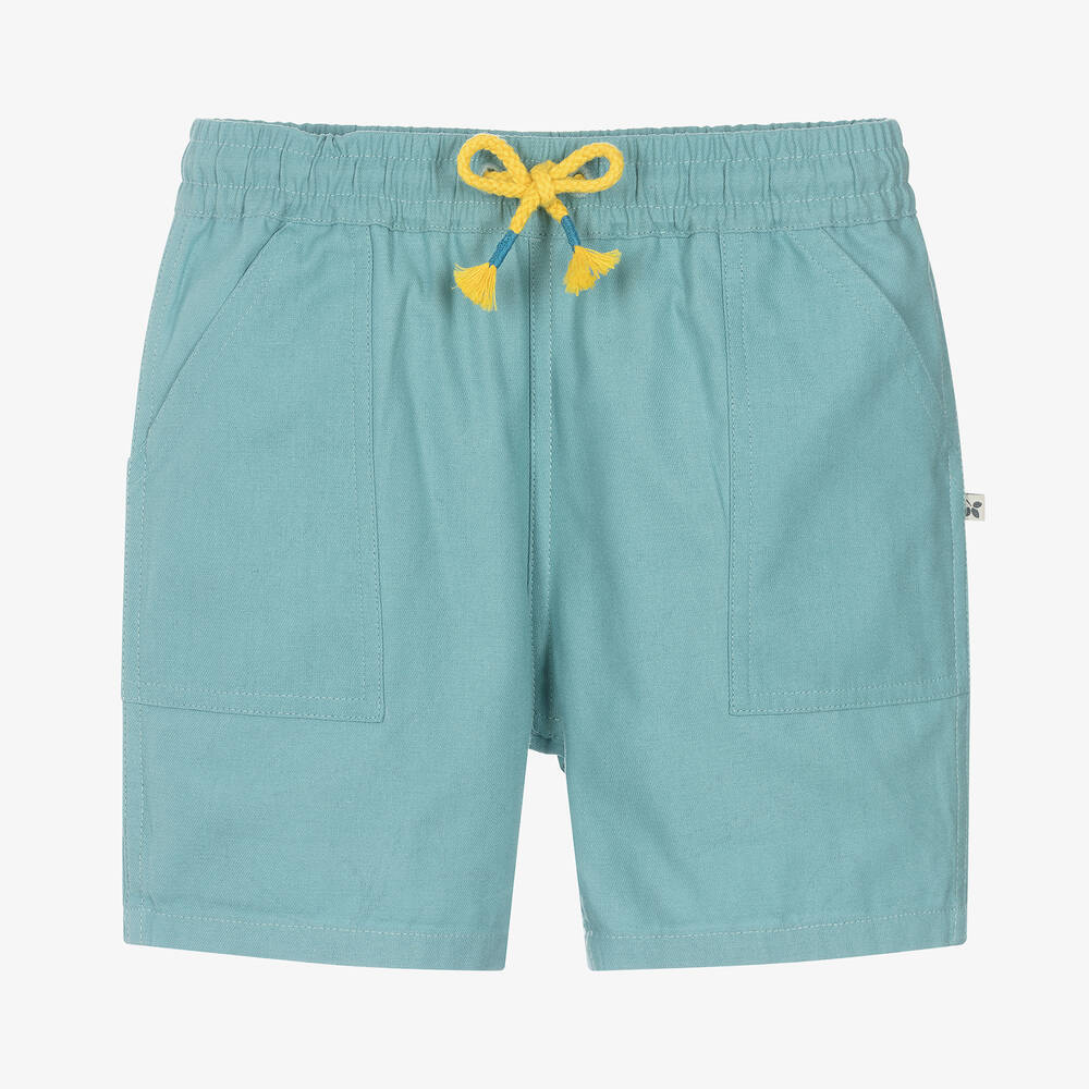 Frugi-Boys Blue Cotton Reversible Shark Shorts | Childrensalon Outlet