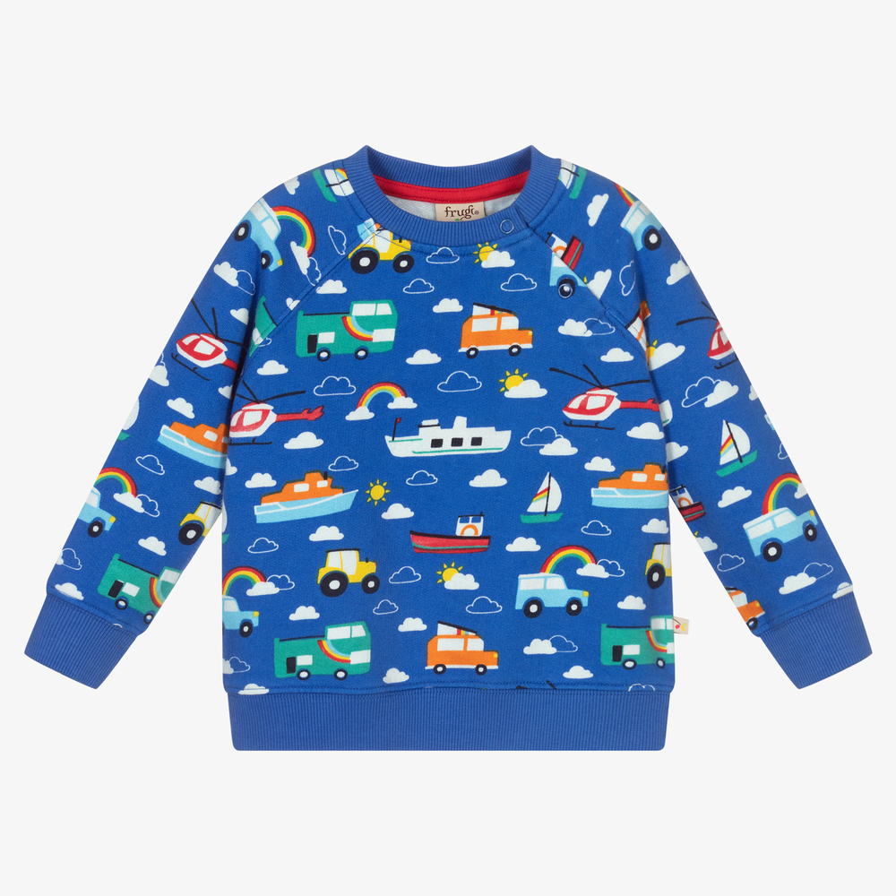 Frugi - Boys Blue Cotton Sweatshirt | Childrensalon