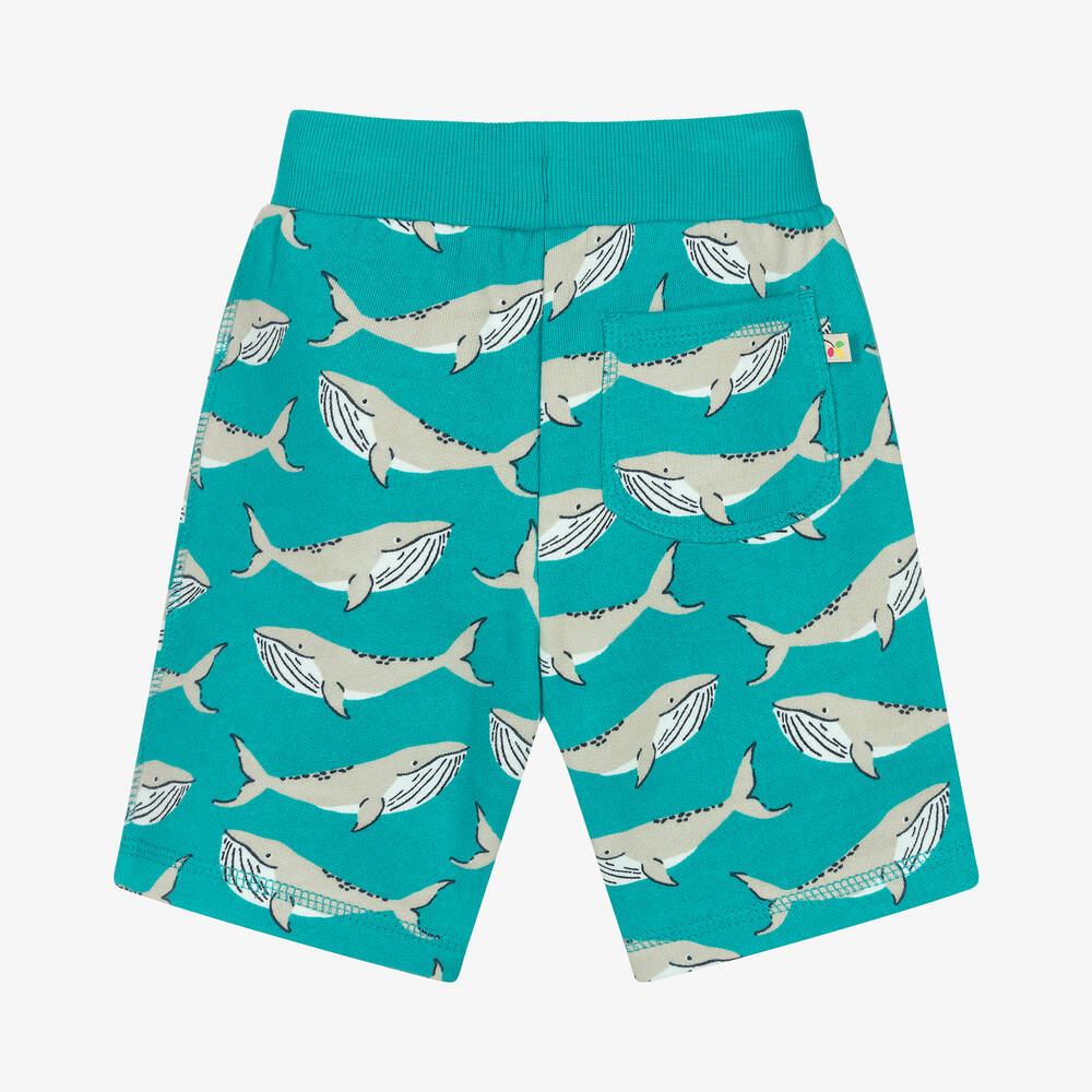 Frugi-Boys Blue Cotton Whale Shorts | Childrensalon Outlet