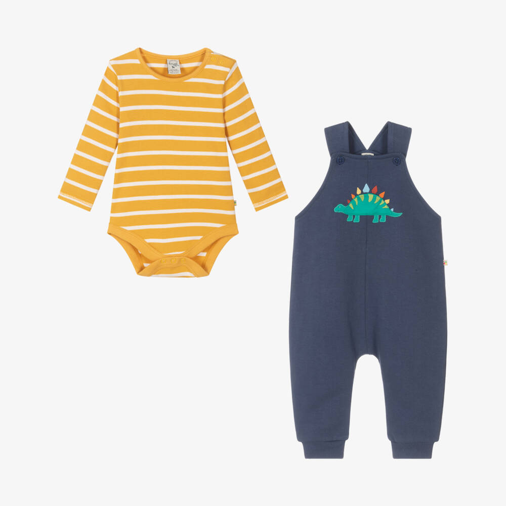 Frugi-Boys Blue Dino Cotton Outfit | Childrensalon Outlet
