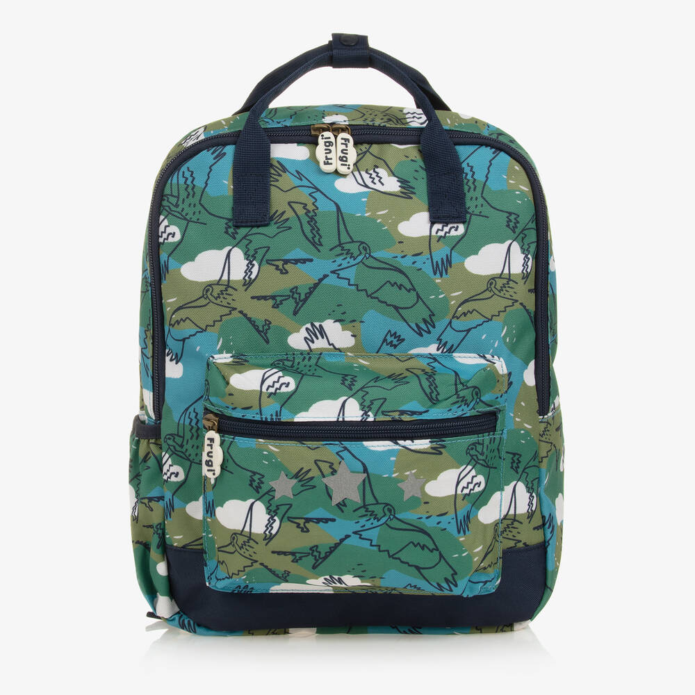 Frugi - Boys Blue & Green Bird Backpack (34cm) | Childrensalon