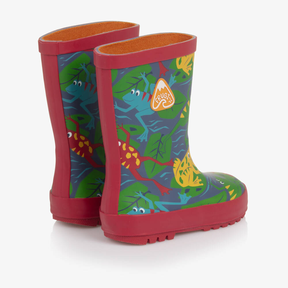 Frugi-جزمة مطر خضراء زاهية للأولاد بشكل ضفدع | Childrensalon Outlet