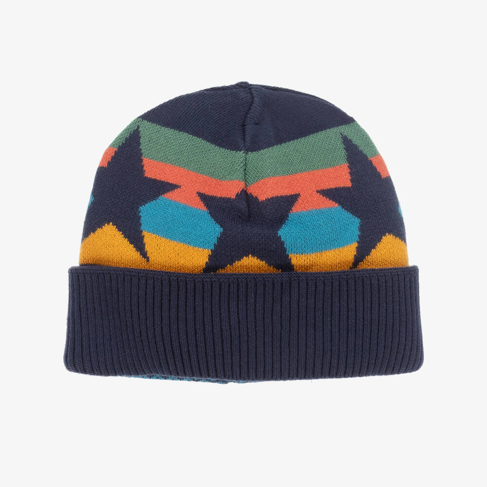 Frugi - قبعة بيني بوجهين قطن عضوي محبوك لون أزرق | Childrensalon