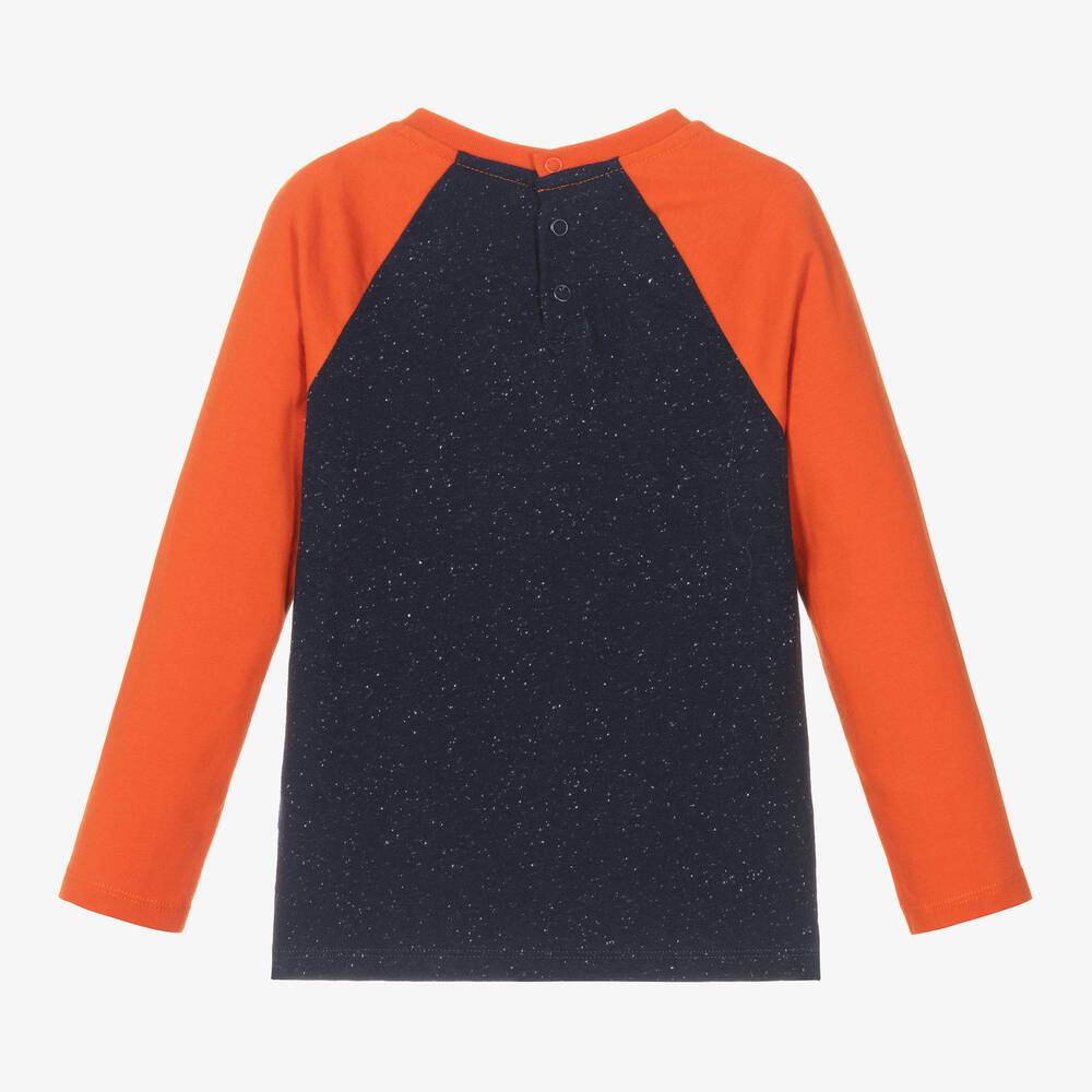 Frugi-Boys Blue & Orange Rainbow World Top | Childrensalon Outlet