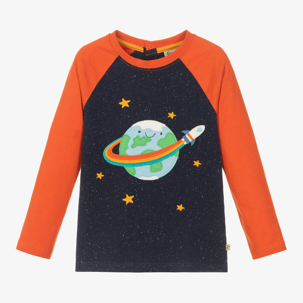 Frugi - Haut bleu orange arc-en-ciel garçon | Childrensalon