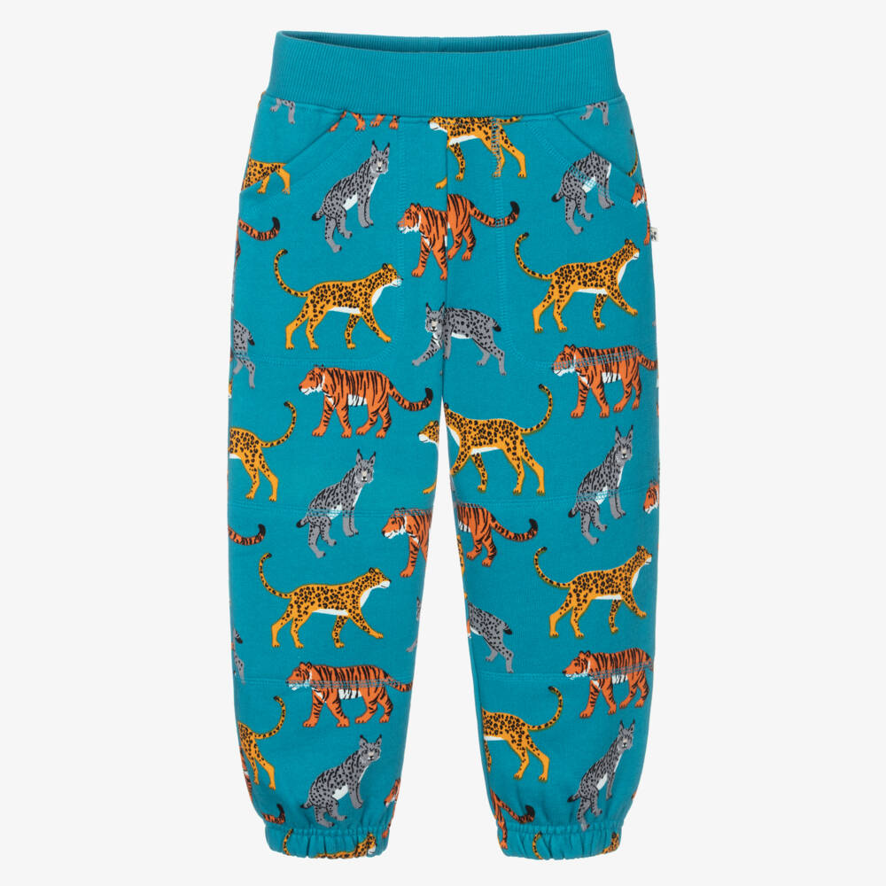 Frugi-Boys Blue Organic Cotton Big Cat Print Joggers | Childrensalon Outlet
