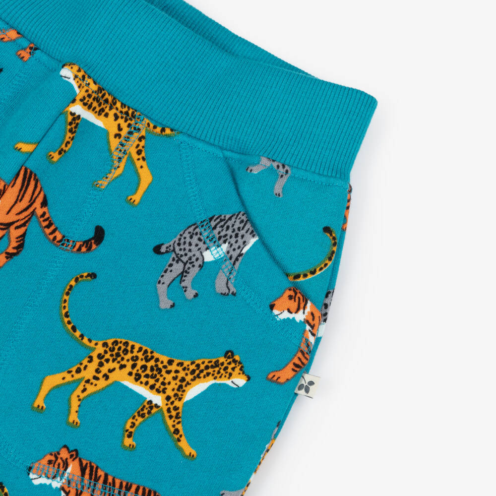 Frugi-Boys Blue Organic Cotton Big Cat Print Joggers | Childrensalon Outlet