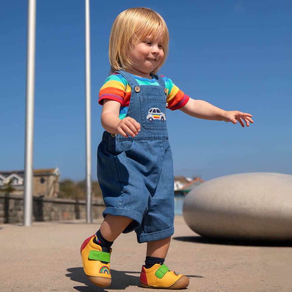 Frugi-Boys Blue Organic Denim Car Dungaree Shorts | Childrensalon Outlet